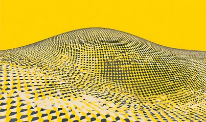 Abstract geometric landscape in yellow and gray