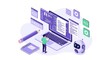 © PUTRA - Isometric illustration showcasing software development workflow with human interaction and