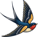The vintage-inspired swallow illustration offers a timeless, professional look for diverse creative projects.