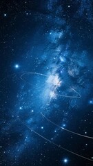 Wall Mural - Vibrant Blue Galactic Scene with Celestial Bodies and Nebulae