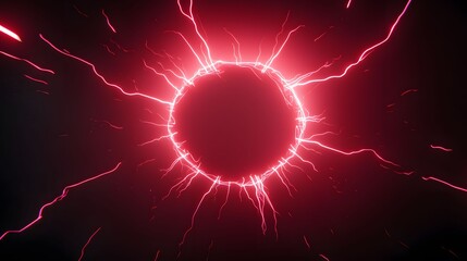 Wall Mural - a dynamic, dark background showcases a striking red circular portal emitting radiant, crackling ener