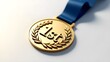 © Valen - gold medal with blue ribbon. The medal is embossed with the text '1st' and surrounded by an elegant laurel wreath detailing, symbolizing victory and excellence.
