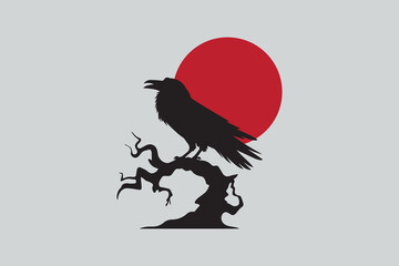 raven silhouette vector