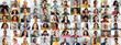 © Prostock-studio - Smiling individuals from various backgrounds come together in a joyful collage, celebrating diversity in their expressions and styles. This vibrant collection captures the essence of community.