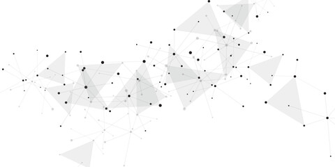 Abstract geometric background with connecting dots and lines with low poly triangle shapes. Polygonal Mesh Background Vector design digital technology concept Global network connection data structure.
