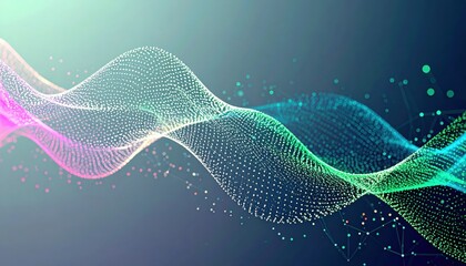 Wall Mural - colorful digital wave with dots on a gradient background symbolizing technology, innovation, and dat