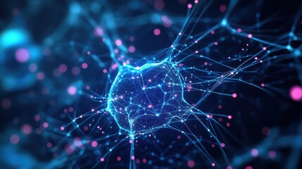 Wall Mural - Abstract Futuristic Background with Glowing Neural Network Design