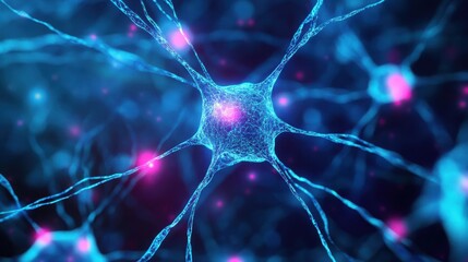 Wall Mural - Futuristic Abstract Background of Glowing Neural Activity