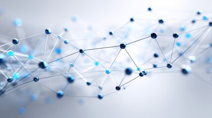 A blue and white image of a network of dots. The image is abstract and has a futuristic feel to it