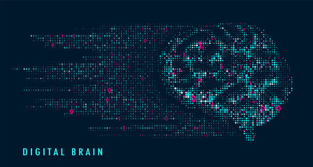 Abstract digital brain connections. Scientific digital computer code. Graphic concept for your design