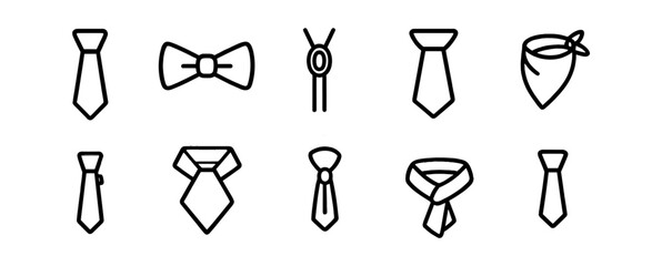 Wall Mural - fashion accessory outline icon set: ties, neckwear, bowties, elegant, clothing icons