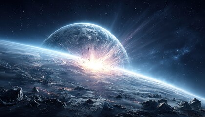 cosmic explosion near a planet