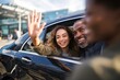 © Warakorn - family waving from inside car to relative outside airport gate