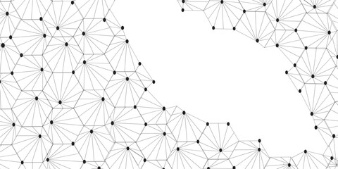 Wall Mural - technology abstract white digital background of connected dot with black line .many squares and rect