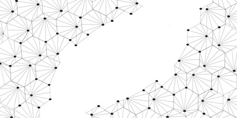 Wall Mural - technology abstract white digital background of connected dot with black line .many squares and rect