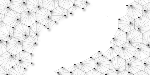 Wall Mural - technology abstract white digital background of connected dot with black line .many squares and rect