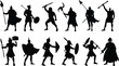 © Shorif1685 - Black silhouette icons of historical warriors knight