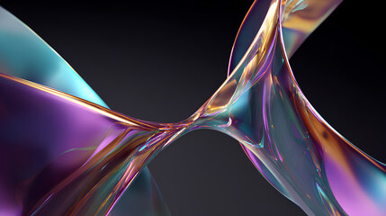 Wall Mural - abstract iridescent shape, dark background design, 3d render stock illustration