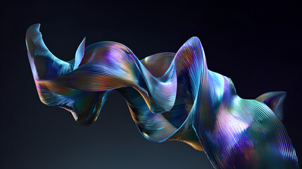 Wall Mural - abstract iridescent shape, dark background design, 3d render stock illustration
