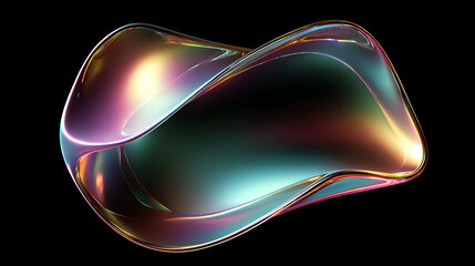 Wall Mural - abstract iridescent shape, dark background design, 3d render stock illustration