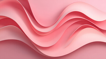 Wall Mural - abstract wavy shapes 3d render on pink background. stock illustration