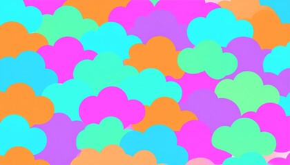 Wall Mural - colorful cartoon heart-shaped balloons float in a seamless abstract sky pattern, a summer nature ill