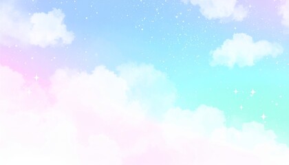 Wall Mural - beautiful bright blue sky with fluffy white clouds on a sunny day