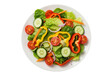 © Wong - Freshly prepared garden salad with vibrant vegetables on a white plate