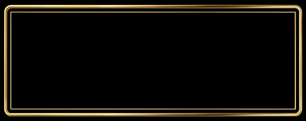 Elegant rectangular banner with a shiny golden frame on a black background