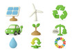 © Maureen - Eco-friendly technology icons: green energy and sustainability 3d render set