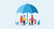 © @KaeDA - Family Protection Concept with Umbrella Flat Style