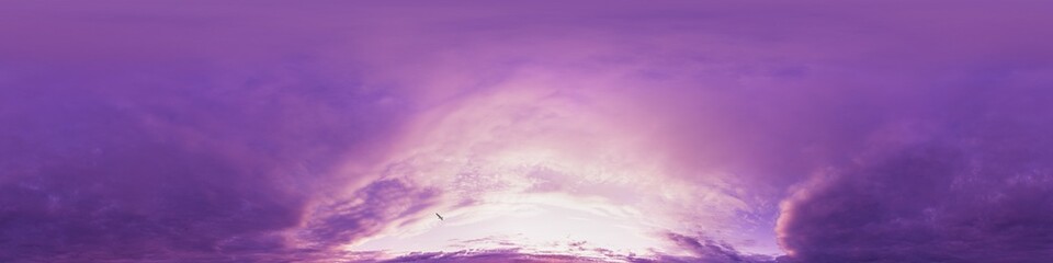 Wall Mural - sunset sky with bright glowing pink cumulus clouds. seamless spherical hdr 360 panorama. full zenith