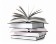 © Andre - Open Book Stack on White Background – Knowledge & Education Theme