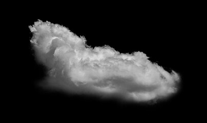 Wall Mural - Separate white clouds on a black background are real clouds. White clouds are isolated on a black background. White fluffy cumulus cloud isolated on a black background