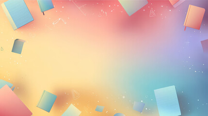 Abstract gradient educational background with books, school wallpaper with supplies