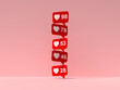 © Westend61 - Stacked social media like notification icons on pink 3d rendering