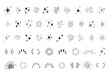 © Shuvencia Designs - Doodle line sparkle vector set, sparkling star, dynamic light cartoon explosion comic burst twinkle star, shining stars firework effect, decorative glowing highlight hand-drawn flash elements
