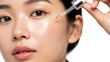 © minwoo Jung - 스포이드로 세럼을 바르는 깨끗한 피부의 여성모델
