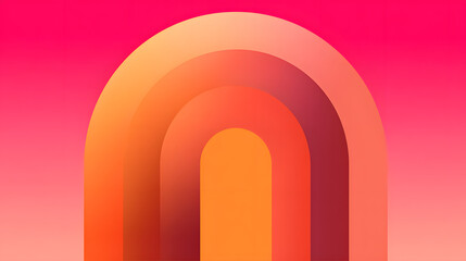 Wall Mural - geometric archway of warm tones: a minimalist archway design in varying shades of orange and pink cr
