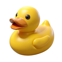 Wall Mural - 3d yellow rubber duck toy isolated on transparent background