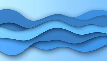 Wall Mural - elegant and modern 3d low profile style wave texture pattern in baby blue monochromatic colors