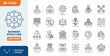 © Cetacons - business structure line editable icon set. Containing Company, office, business network, hierarchy, employees, organization, workplace, corporation and more. editable stroke. vector illustration