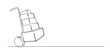 © vionaembun42 - Continuous line illustration of a hand trolley loaded with stacked boxes. Minimalist and clean design, perfect for themes of logistics, delivery, shipping, or courier services. Simple one-line vector