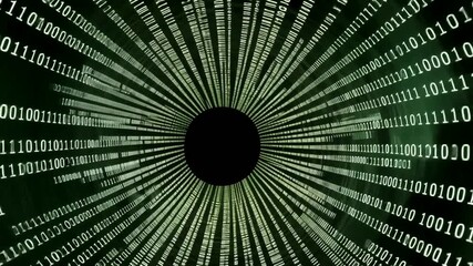 abstract binary code tunnel visualization for future technology concepts