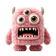 © Shahida - Cute pink monster creature with three eyes and horns digital art render