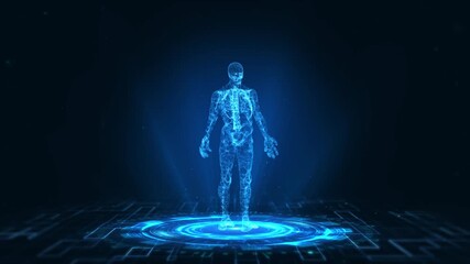 Wall Mural - futuristic holographic human figure in digital technology environment