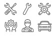 © Bohdan - Mechanic tools and symbols including wrench, gear, and male mechanic outline