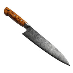 High-quality knife, dark gray blade, wood handle