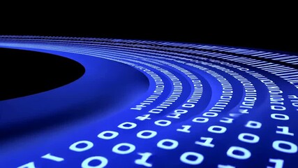 Binary Code Stream Tunnel: Digital Data Flow Abstract Visualisation Concept