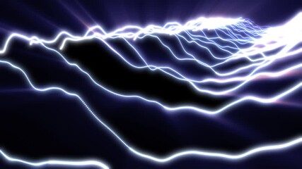 Wall Mural - a stream of vivid electric blue waves flows across a dark digital background, creating a sci-fi ligh